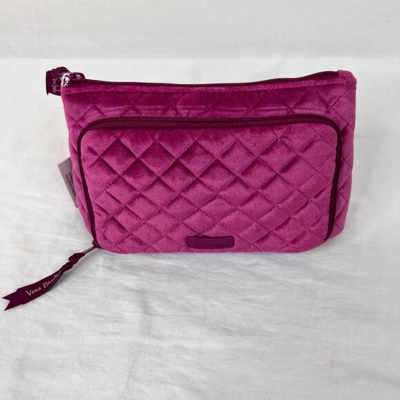 Vera Bradley Compact Organizer Zip Pouch Quilted Velvet Pink Majestic Magenta - Picture 1 of 9
